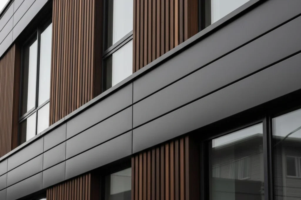 Cladding Levin commercial building featuring modern metal cladding with vertical timber panels