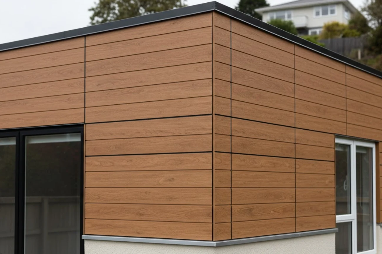 Modern timber look cladding installed by Cladding Upper Hutt for new builds renovations and existing homes