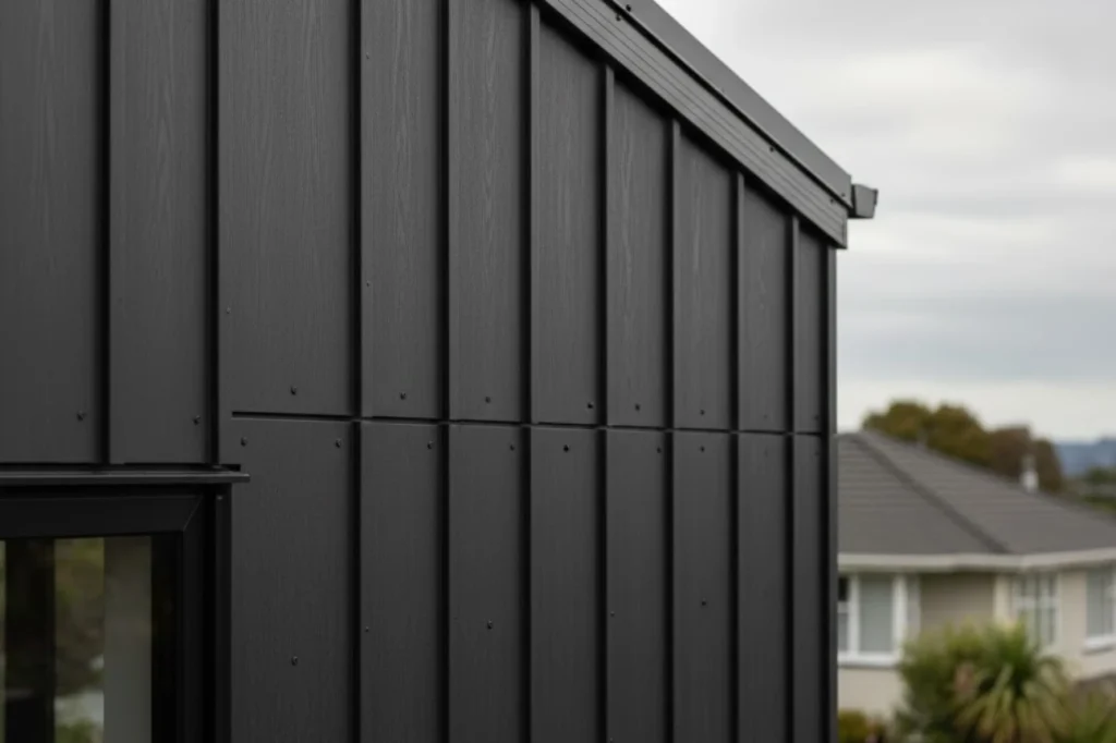 Modern black vertical cladding installed by Cladding Upper Hutt one of the reliable cladding companies near me in the Greater Wellington Region