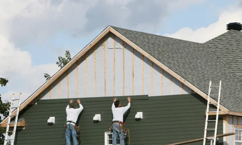 Workers performing recladding on a house, replacing old cladding with a modern, durable exterior finish — by Cladding Wellington. Workers performing recladding on a house, replacing old cladding with a modern, durable exterior finish — by Cladding Wellington.