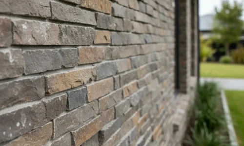 Cladding Levin stone cladding exterior showing layered natural stone texture on residential wall