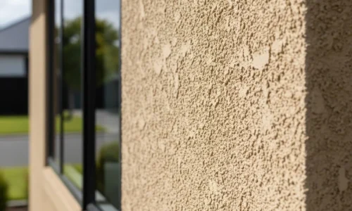 Cladding Levin stucco cladding exterior showing textured finish on modern residential wall